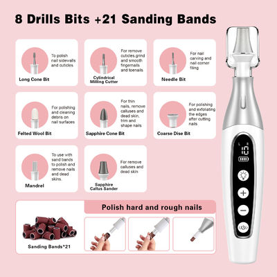 Portable Nail Grinder Machine USB Charging Pedicure Nail File Set Electric Nail Drill