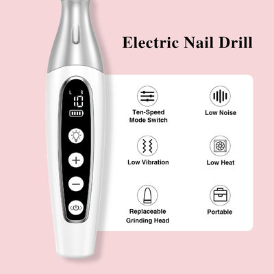 Portable Nail Grinder 10 level speed Low Noise USB Charging Pedicure Nail File Set Electric Nail Drill