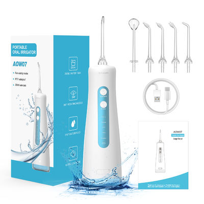 Cordless Rechargeable Power Water Flossing Device Black Nozzles Set Timer White Base
