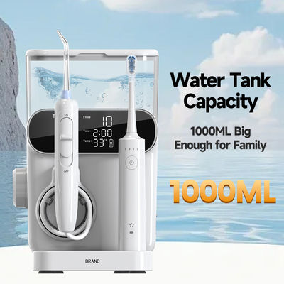 Multi-functional Flosser Oral Irrigator Sonic Vibration 60 degree Oscillation 2 IN 1 Countertop Electric Water Flosser with Toothbrush